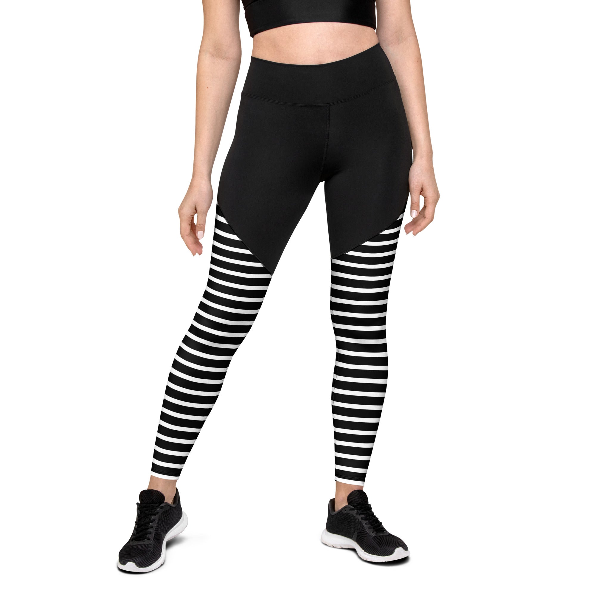 Sports Leggings- Black Stripes