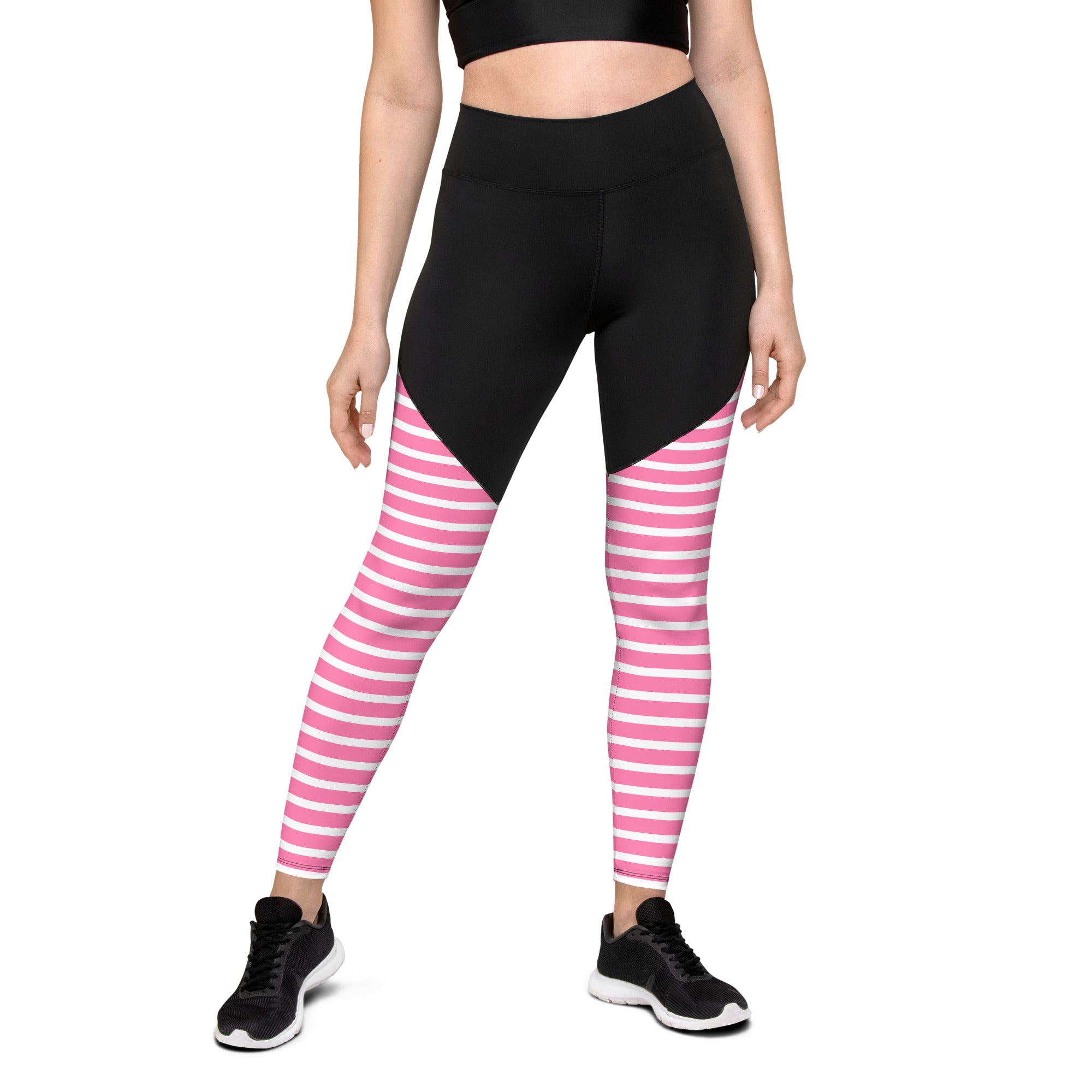 Sports Leggings- Pink Stripes