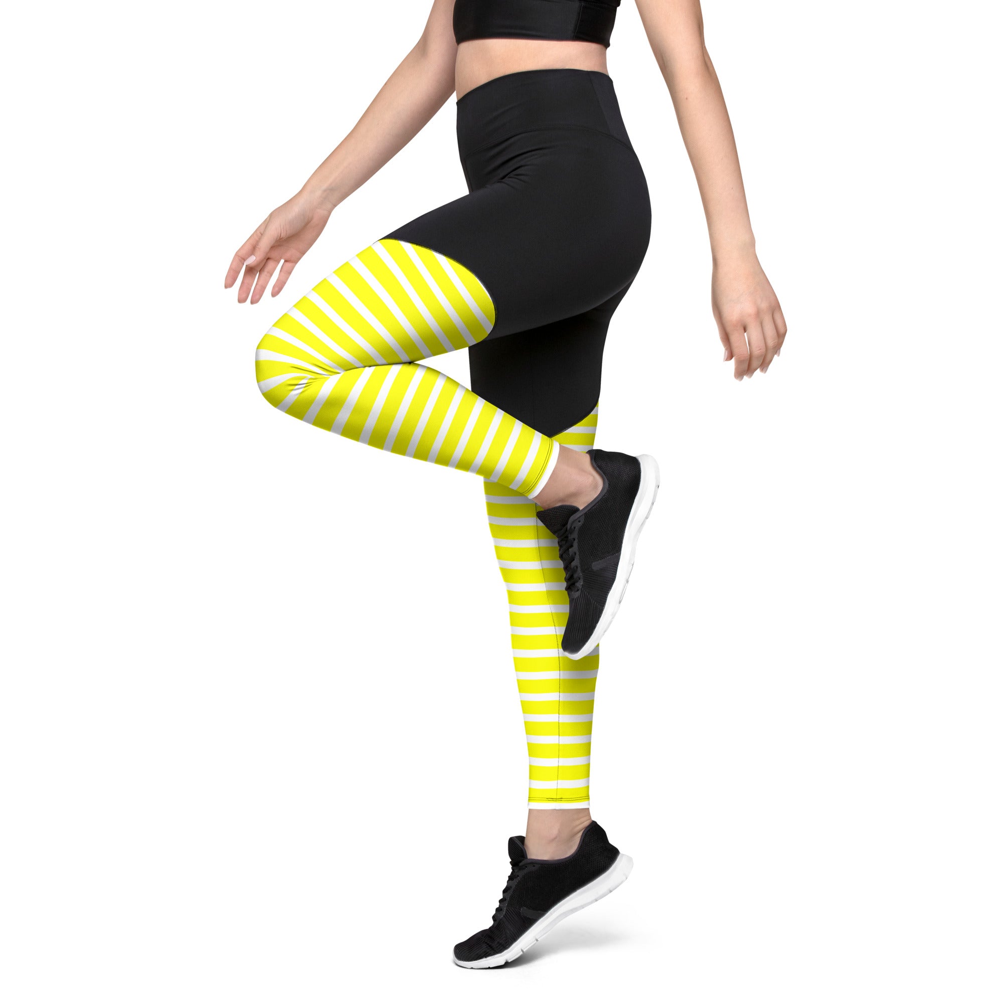 Sports Leggings- Yellow Stripes