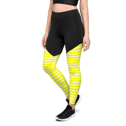 Sports Leggings- Yellow Stripes