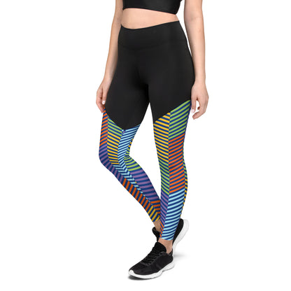Sports Leggings- Multicolor Lines