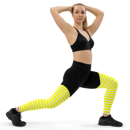 Sports Leggings- Yellow Stripes