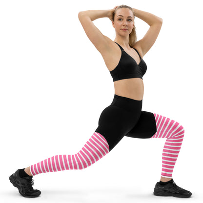 Sports Leggings- Pink Stripes