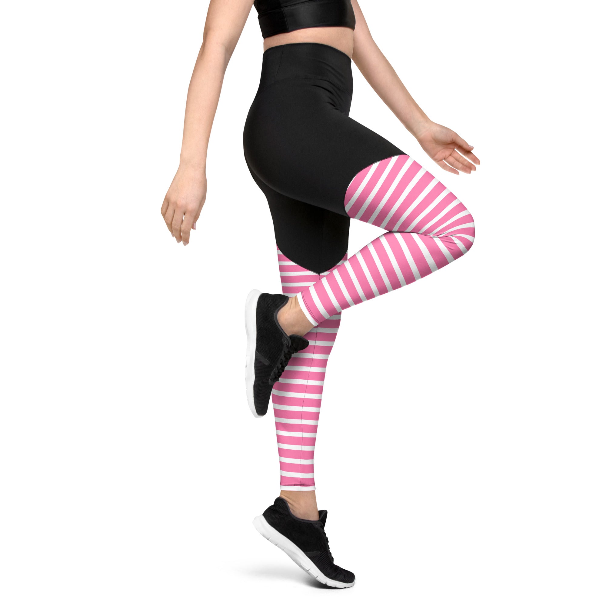 Sports Leggings- Pink Stripes