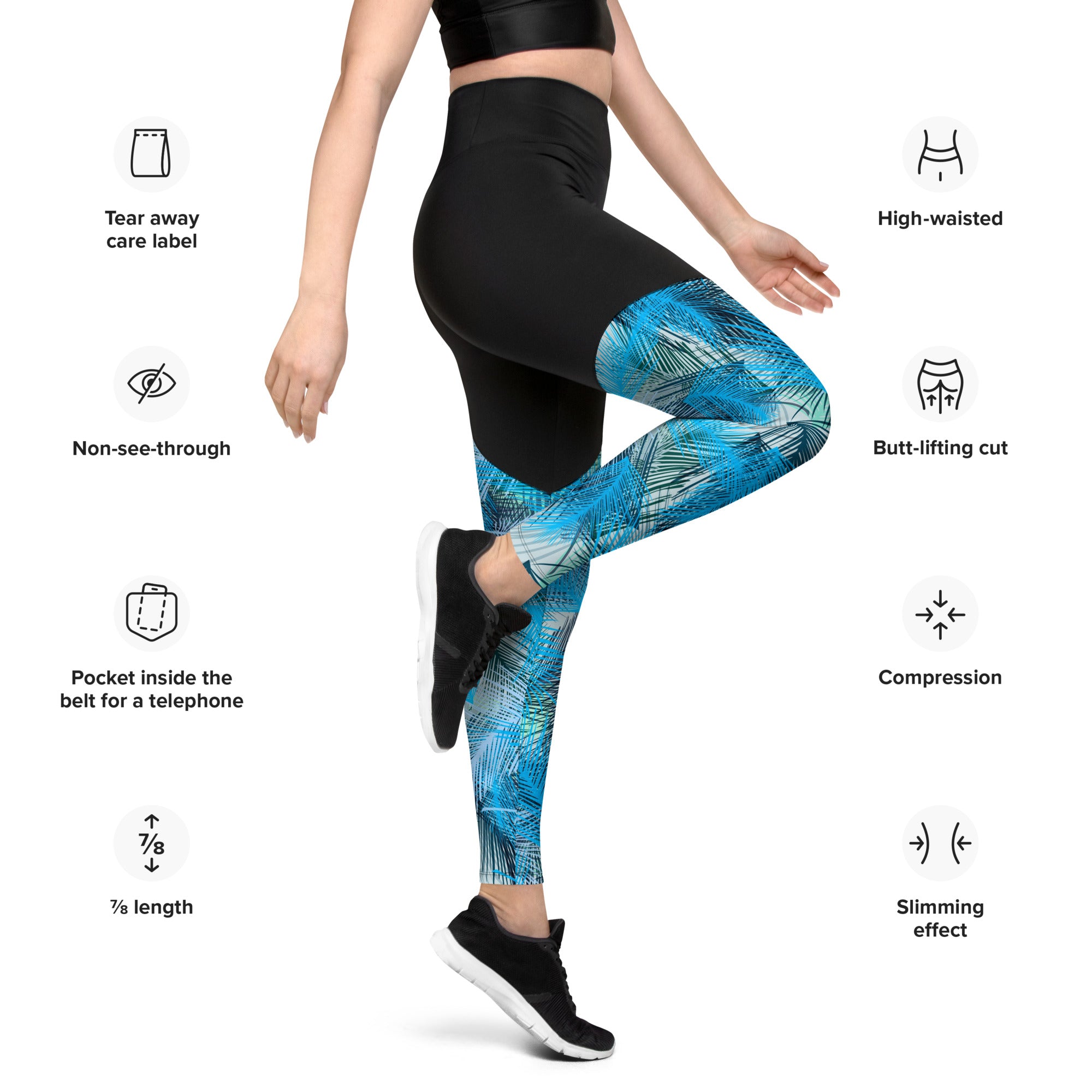 Sports Leggings- Palm Leaves II