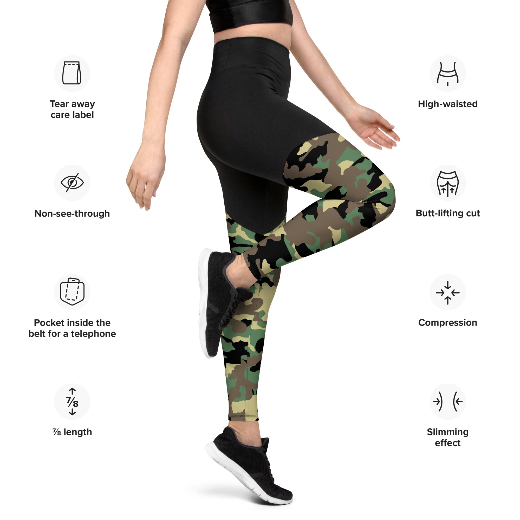 Sports Leggings- Green Camo