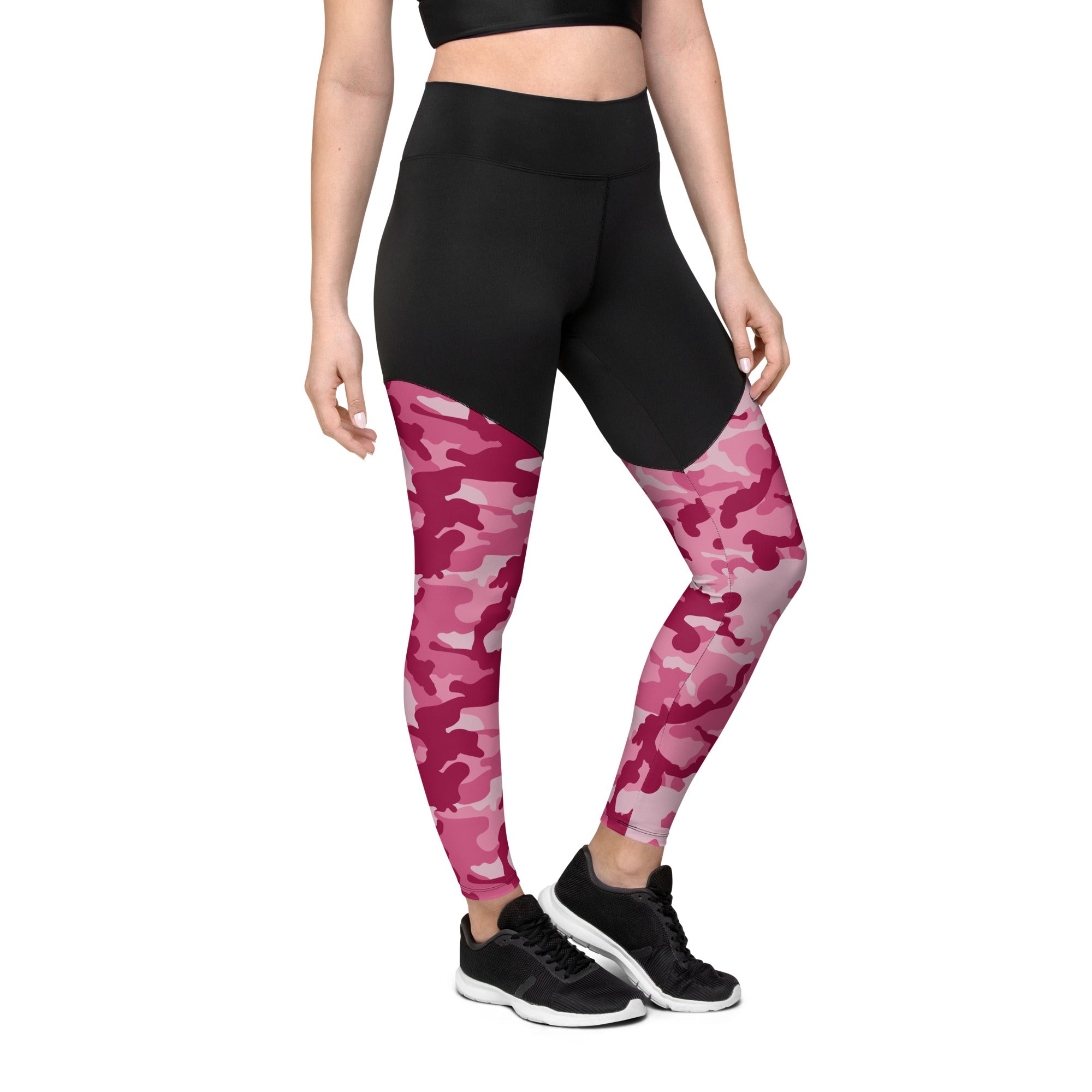 Sports Leggings- Camo Dark Pink