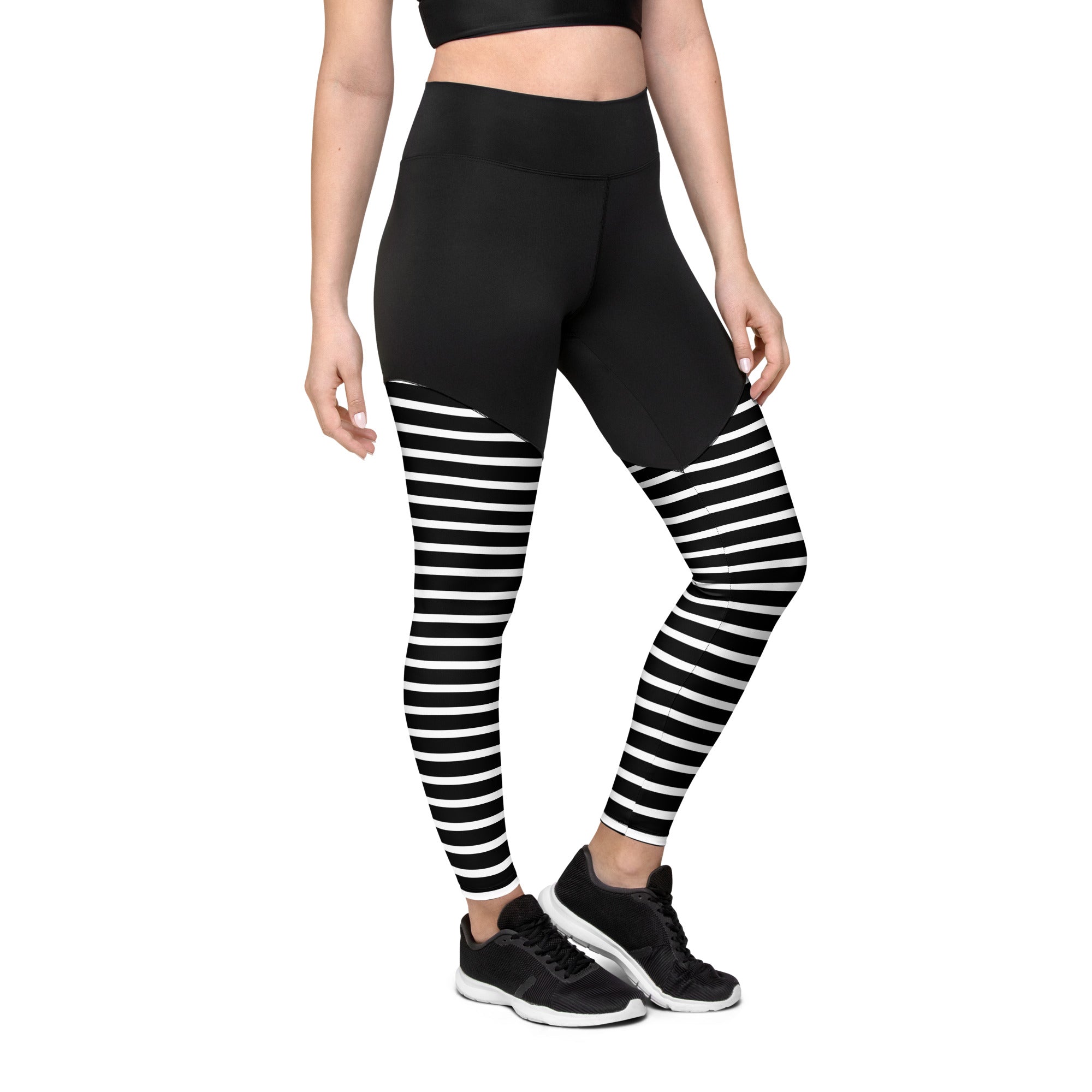 Sports Leggings- Black Stripes