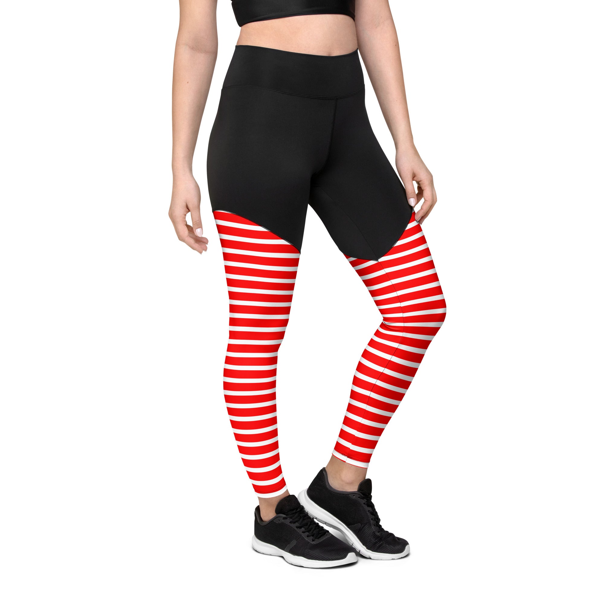 Sports Leggings- Red Stripes