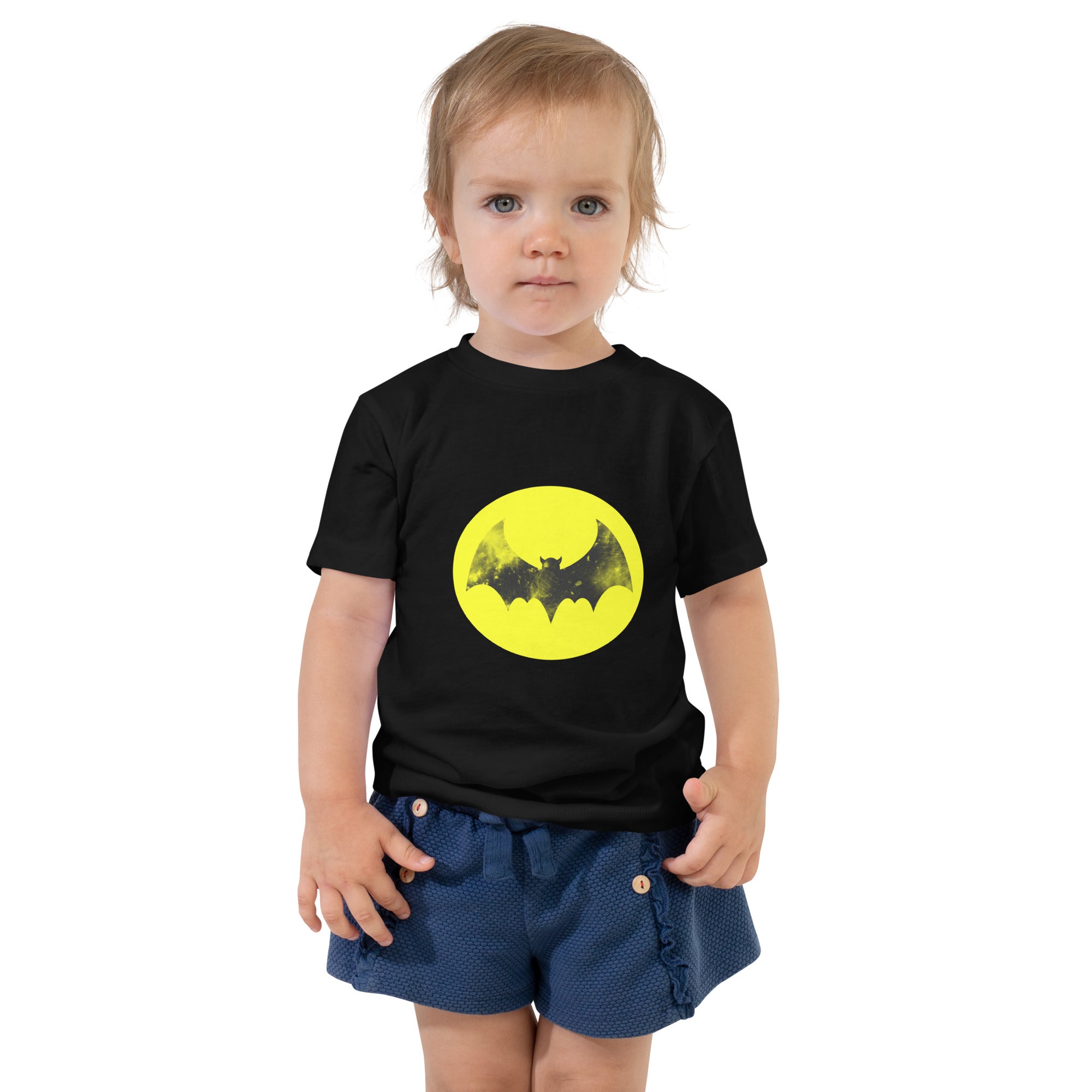 Toddler Short Sleeve Tee-Spooky Bat-Yellow