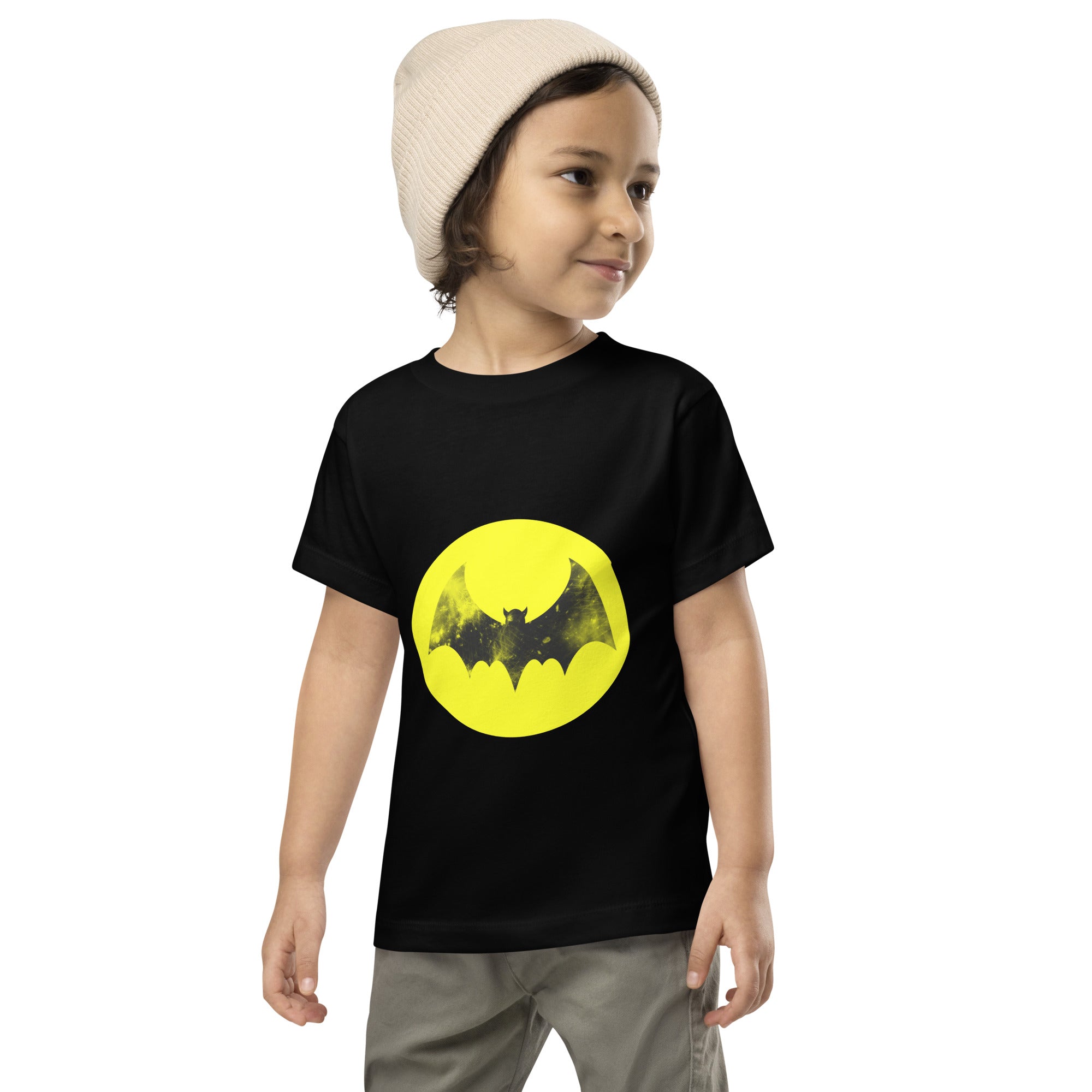 Toddler Short Sleeve Tee-Spooky Bat-Yellow