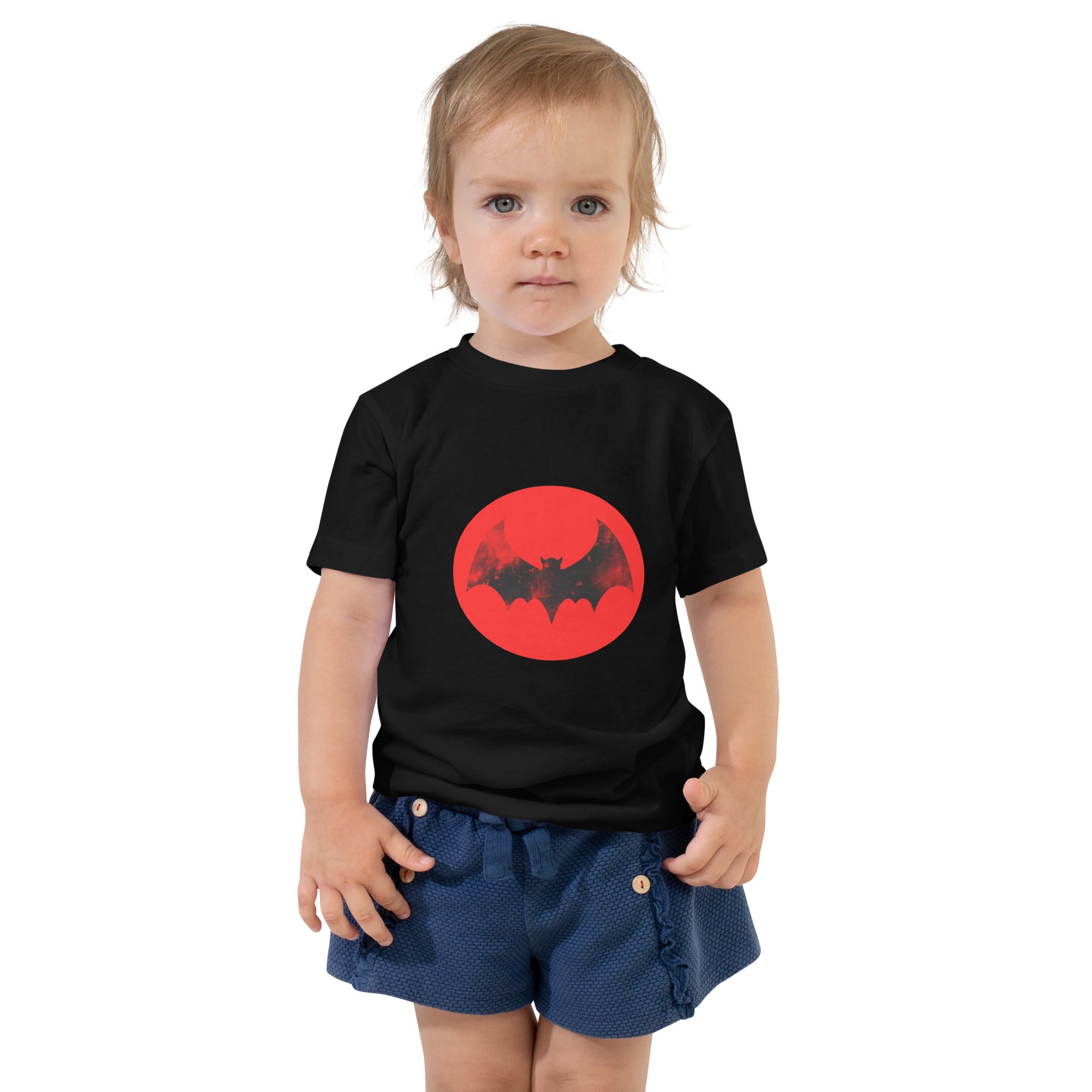 Toddler Short Sleeve Tee-Spooky Bat-Red