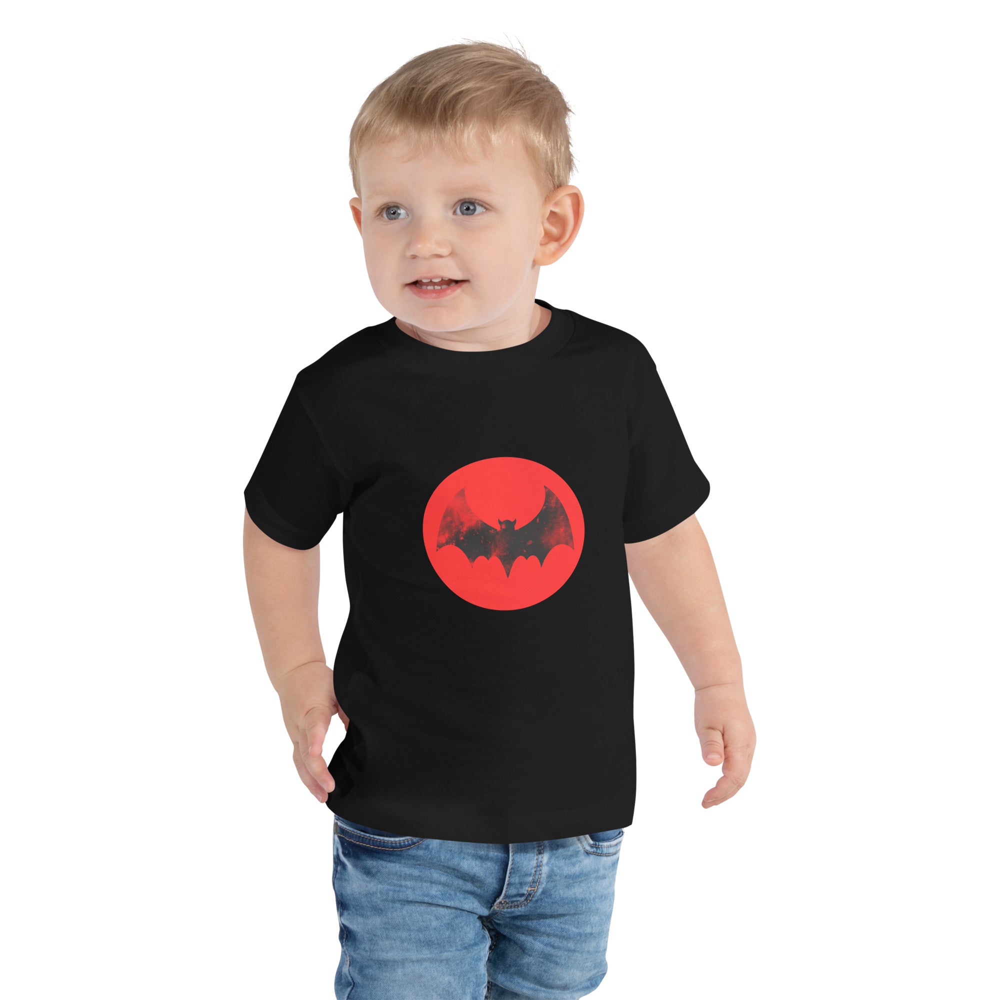 Toddler Short Sleeve Tee-Spooky Bat-Red