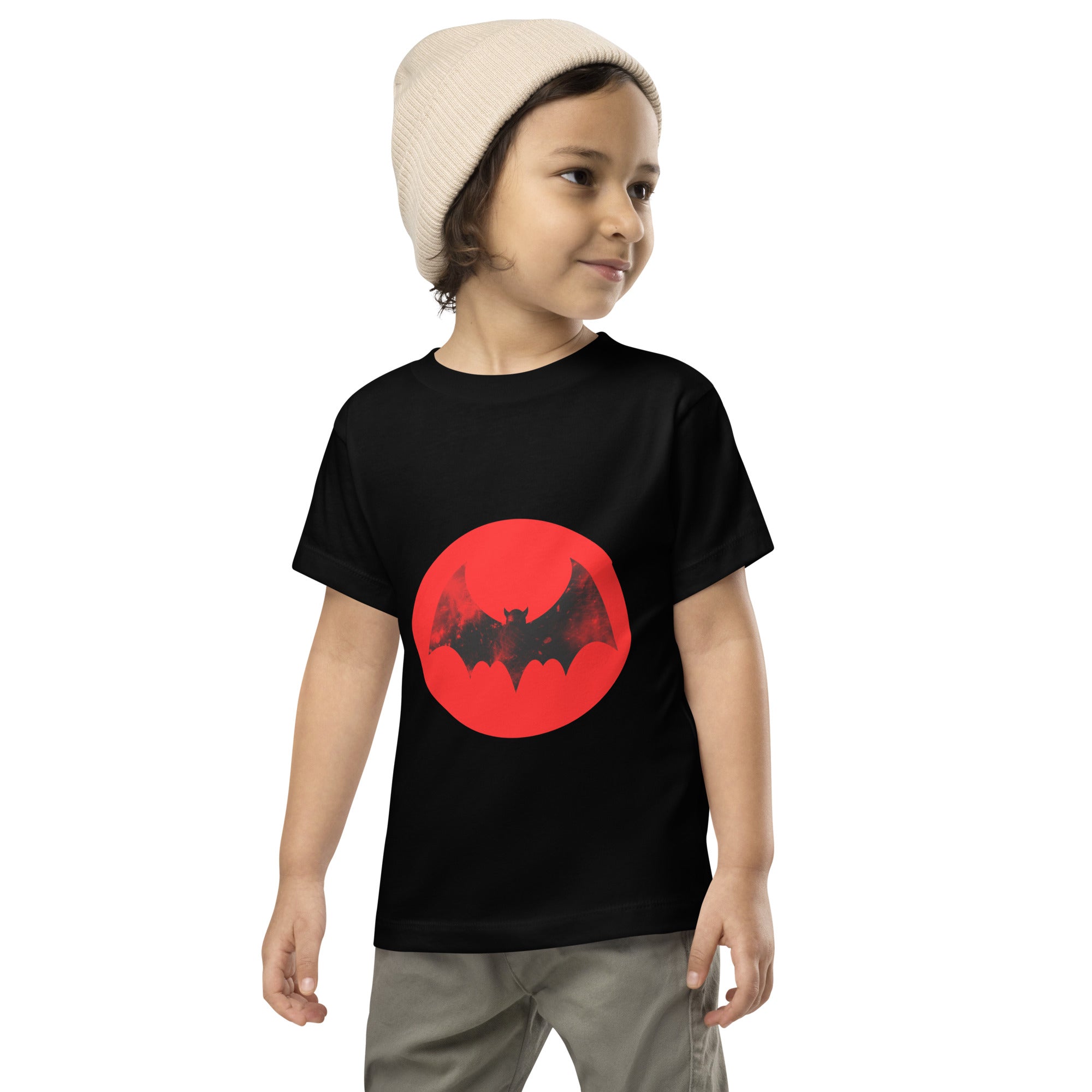 Toddler Short Sleeve Tee-Spooky Bat-Red