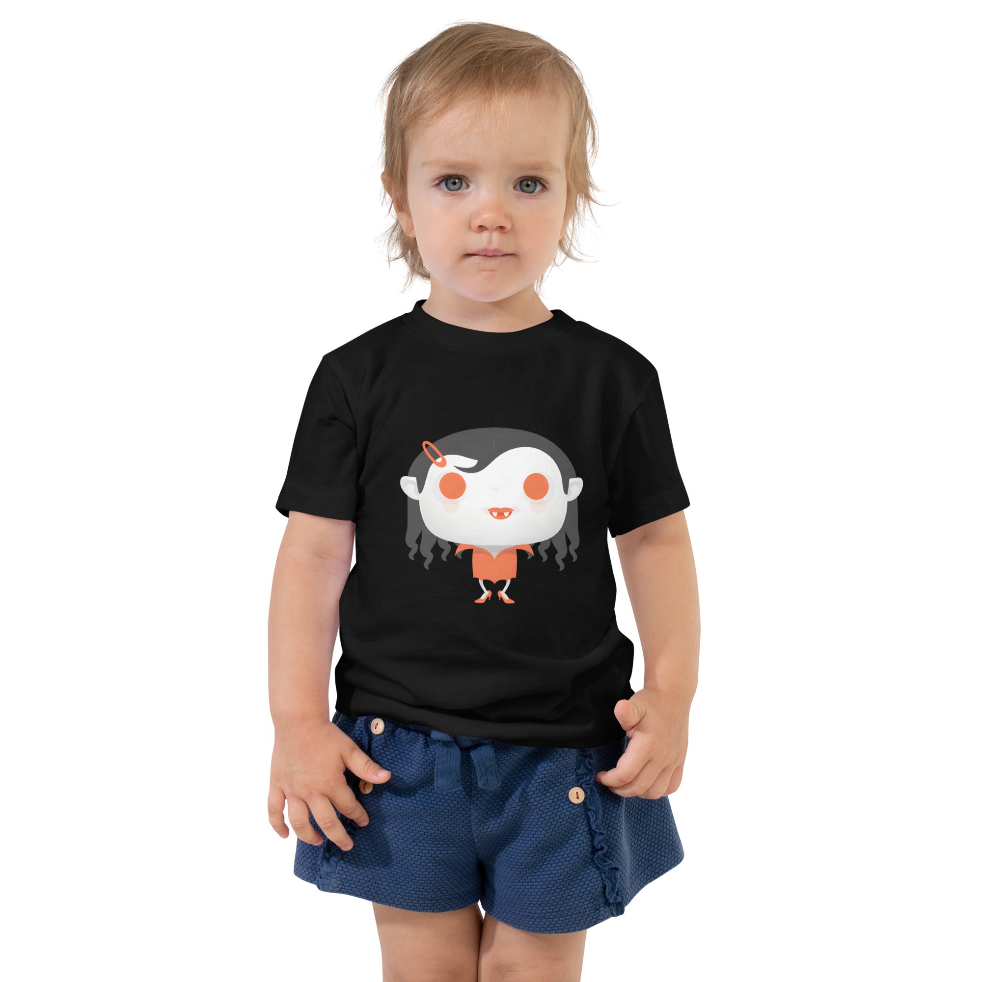 Toddler Short Sleeve Tee-Spooky Halloween Monster-Vampire Girl