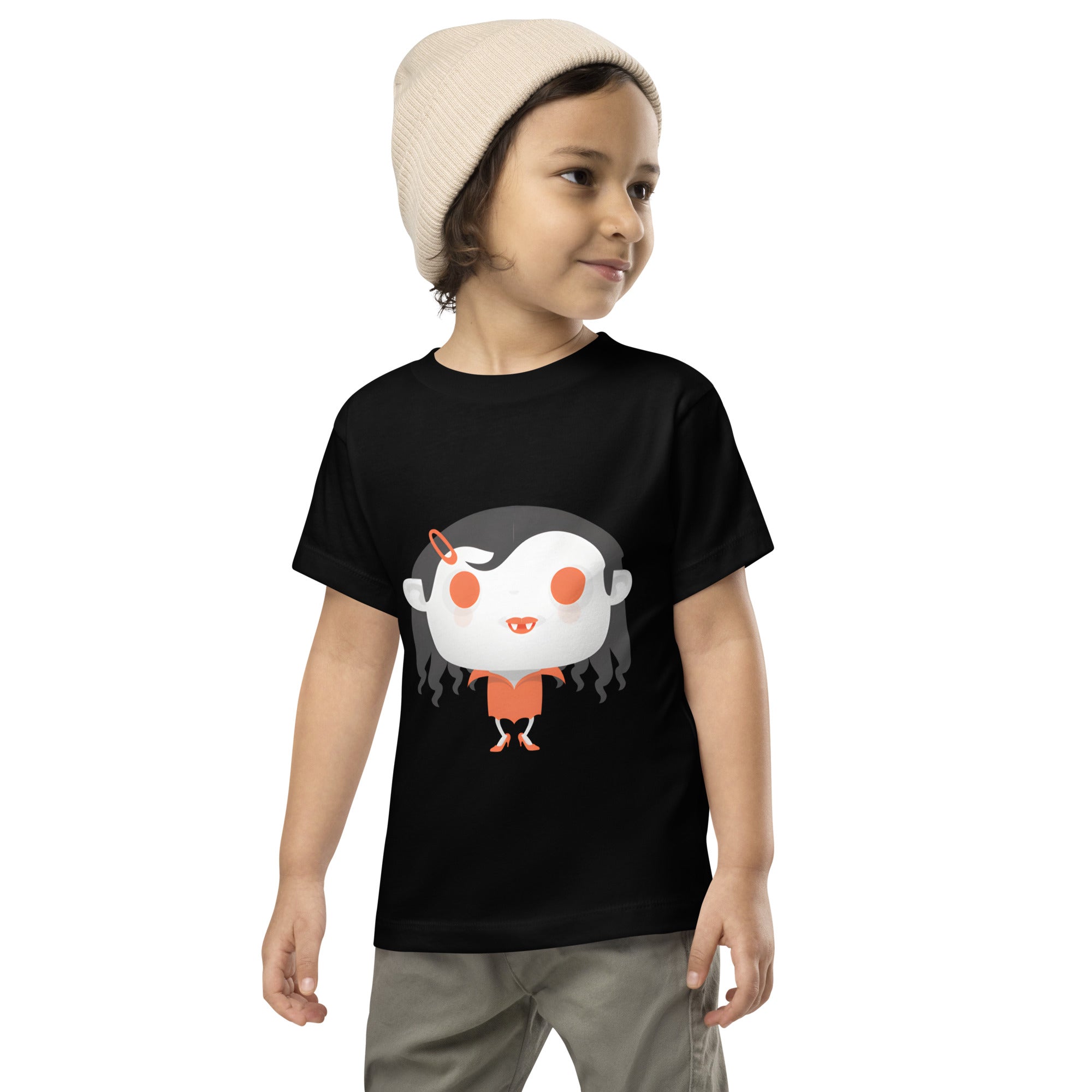 Toddler Short Sleeve Tee-Spooky Halloween Monster-Vampire Girl