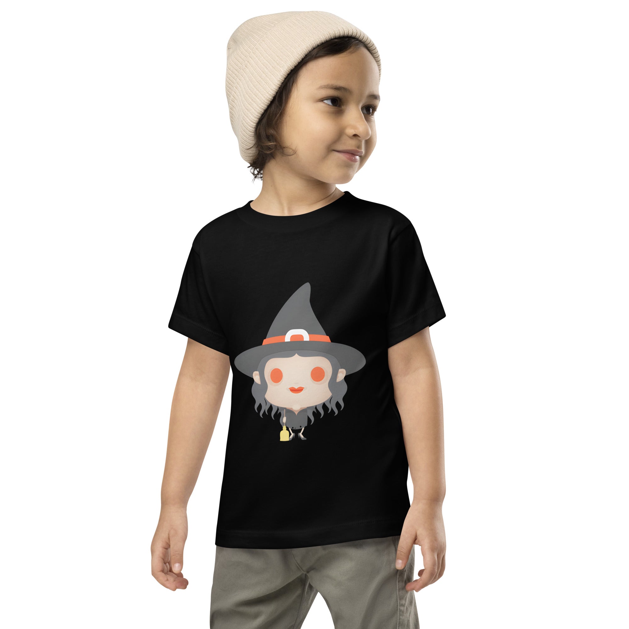 Toddler Short Sleeve Tee-Spooky Halloween Monster-Witch