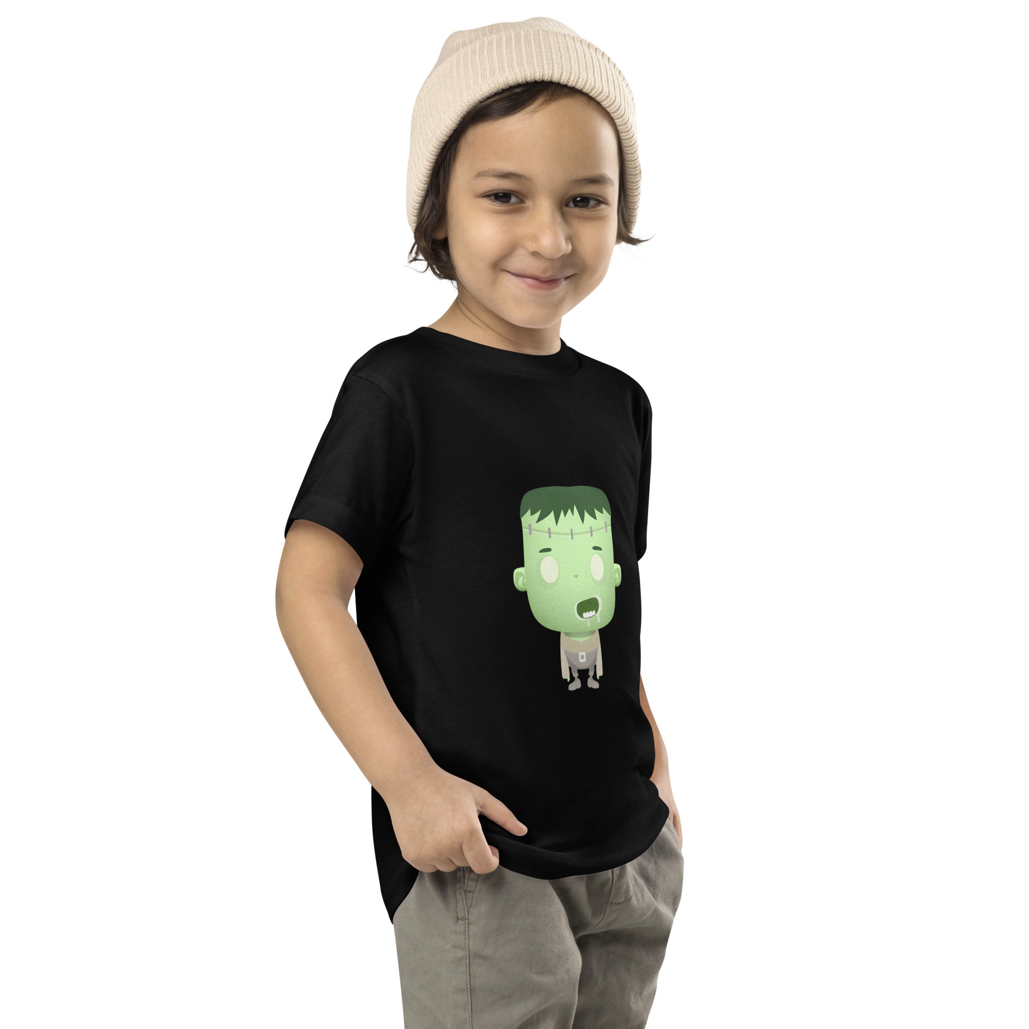 Toddler Short Sleeve Tee-Spooky Halloween Monster-Franky