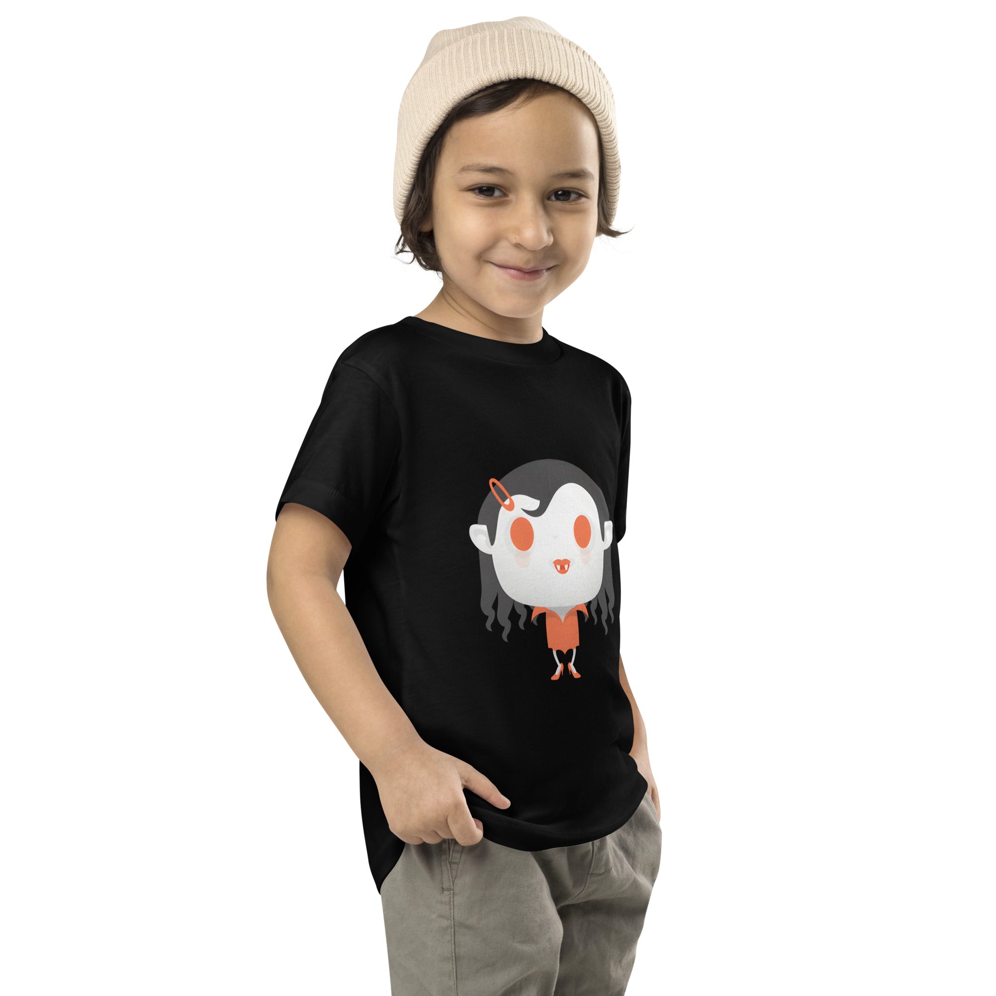 Toddler Short Sleeve Tee-Spooky Halloween Monster-Vampire Girl