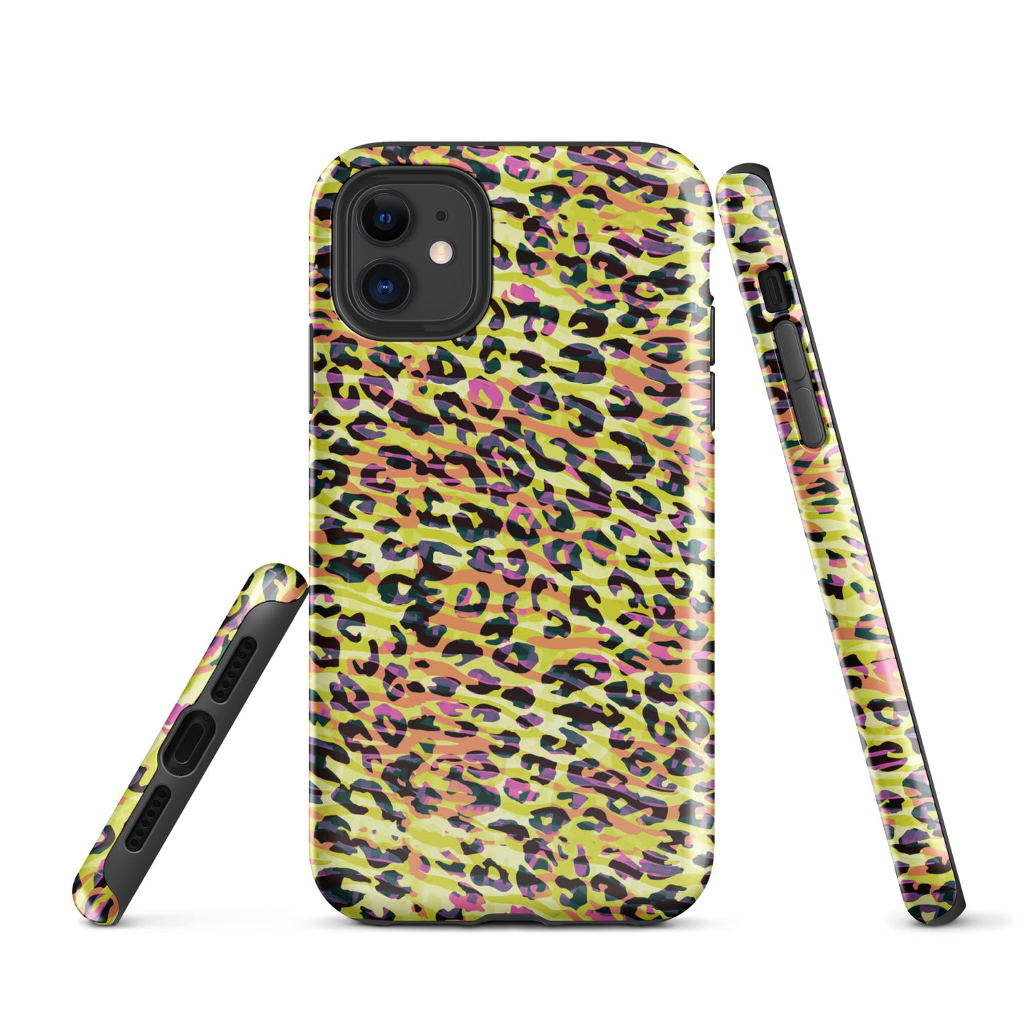 Tough Case for iPhone®- Zebra and Leopard Print Yellow with Orange