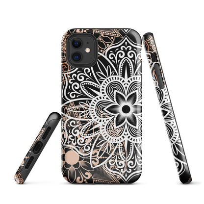 Tough Case for iPhone®- Brown and Black Mandala