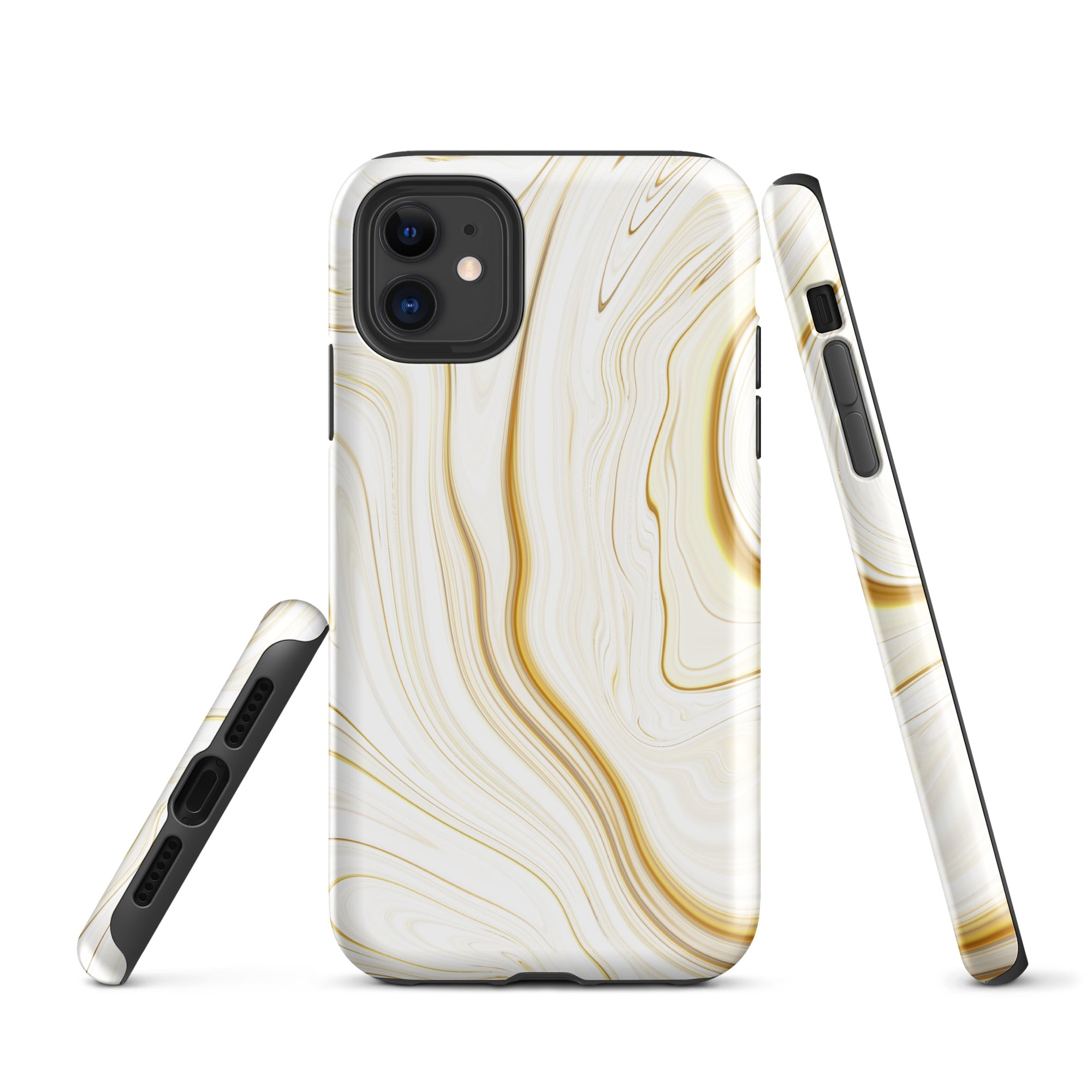 Tough Case for iPhone®- Liquid Gold Marble White