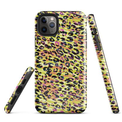 Tough Case for iPhone®- Zebra and Leopard Print Yellow with Orange