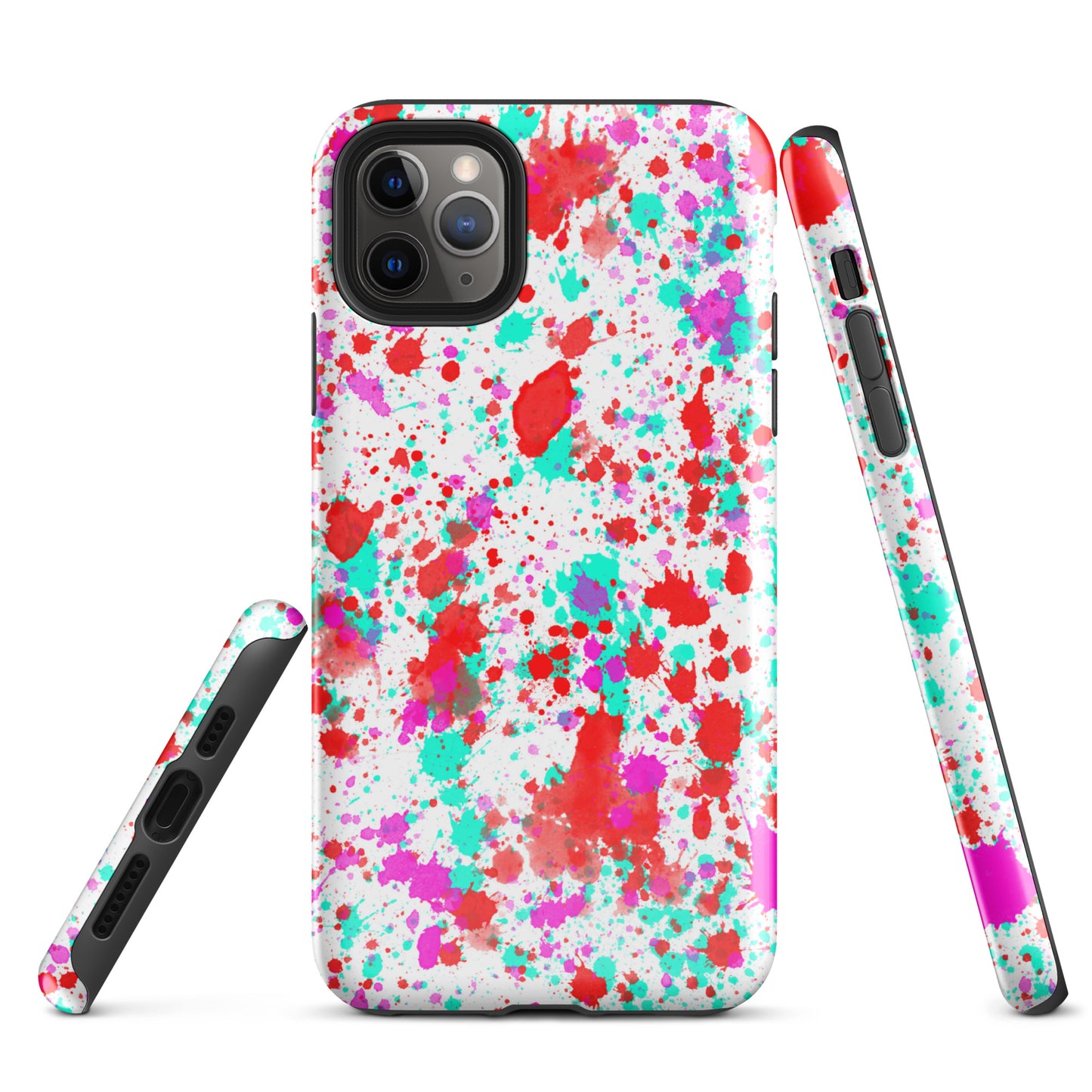 Tough Case for iPhone®- Paint Splatter Red with Cyan