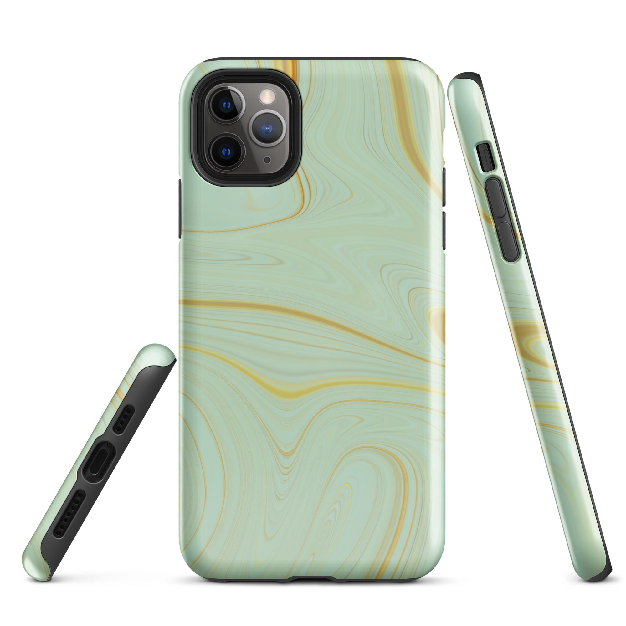Tough Case for iPhone®- Liquid Gold Marble Green