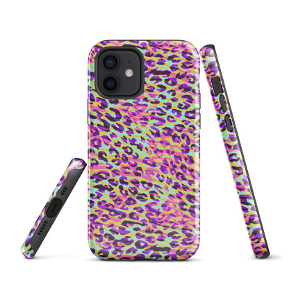 Tough Case for iPhone®- Zebra and Leopard Print Pink with Yellow