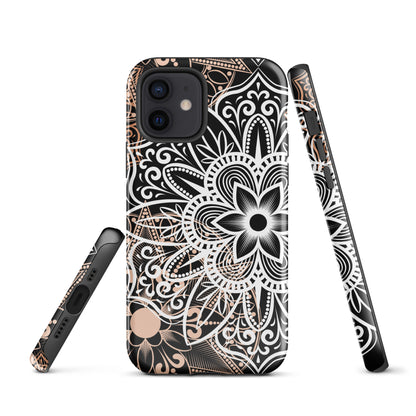 Tough Case for iPhone®- Brown and Black Mandala