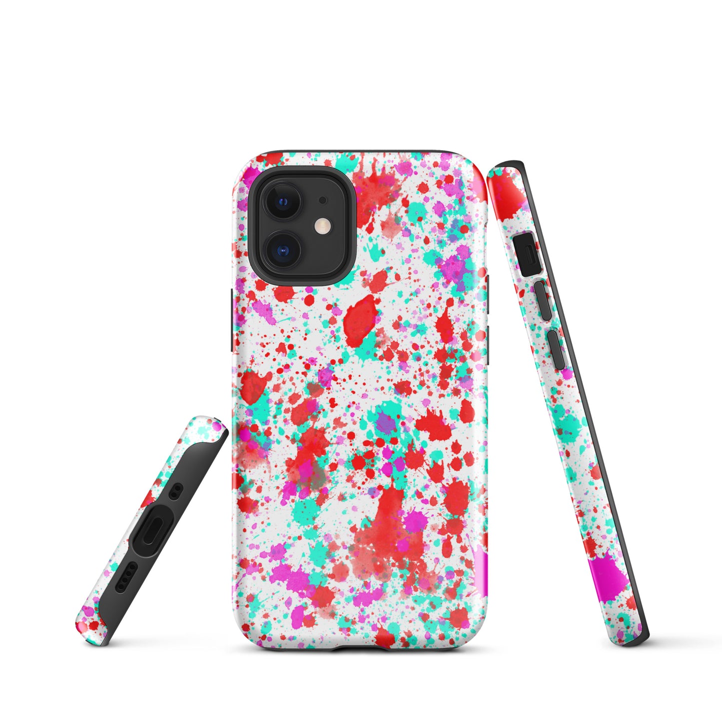 Tough Case for iPhone®- Paint Splatter Red with Cyan