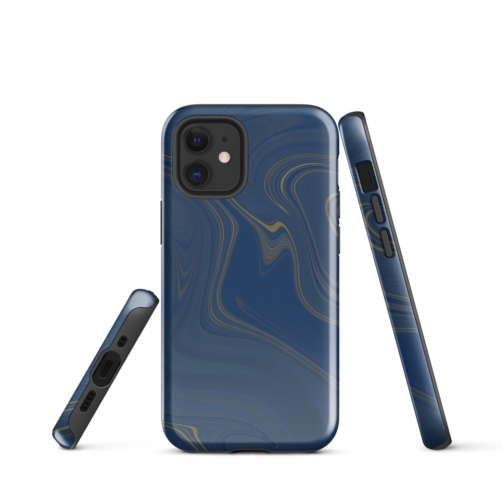 Tough Case for iPhone®- Liquid Gold Marble Blue