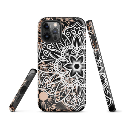 Tough Case for iPhone®- Brown and Black Mandala