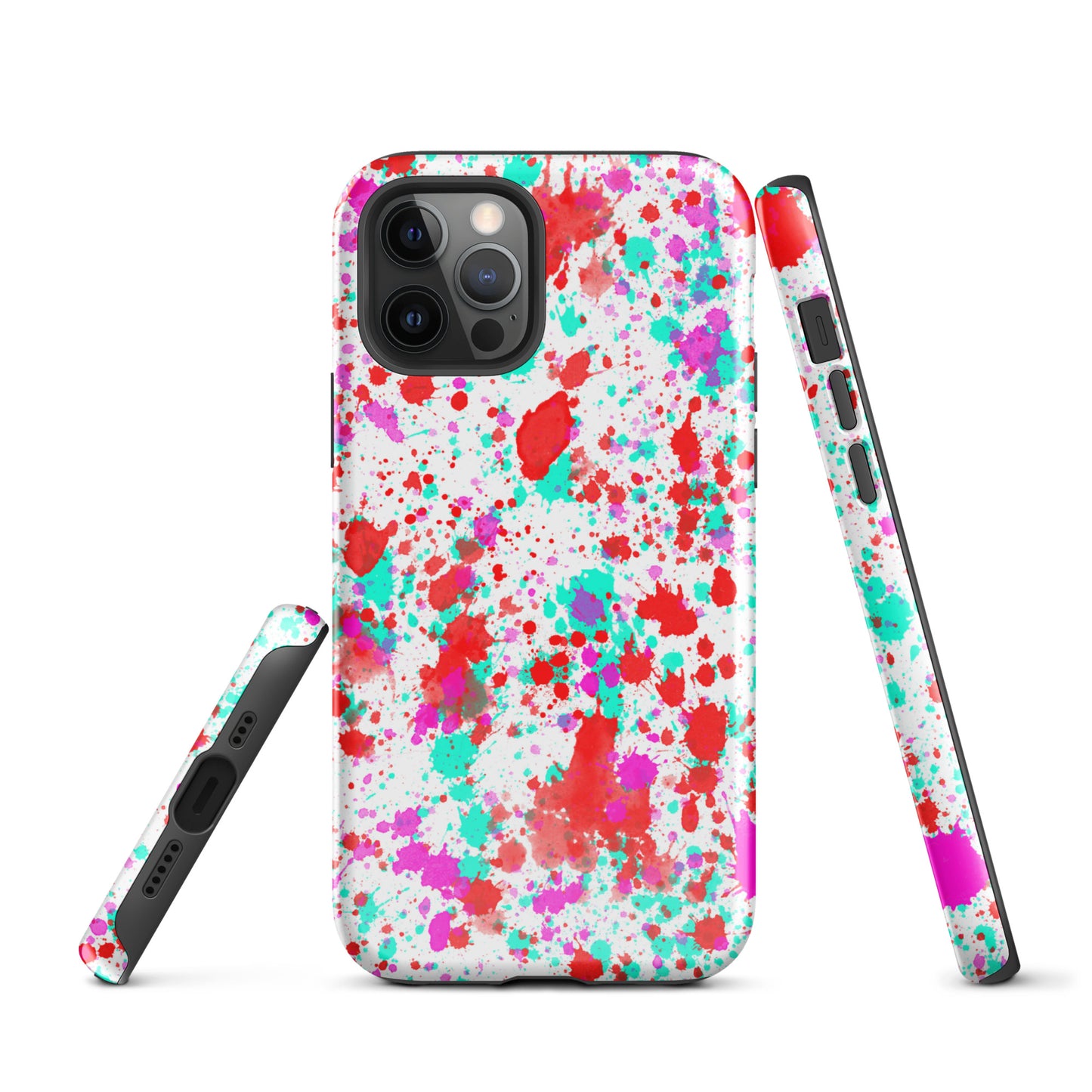Tough Case for iPhone®- Paint Splatter Red with Cyan