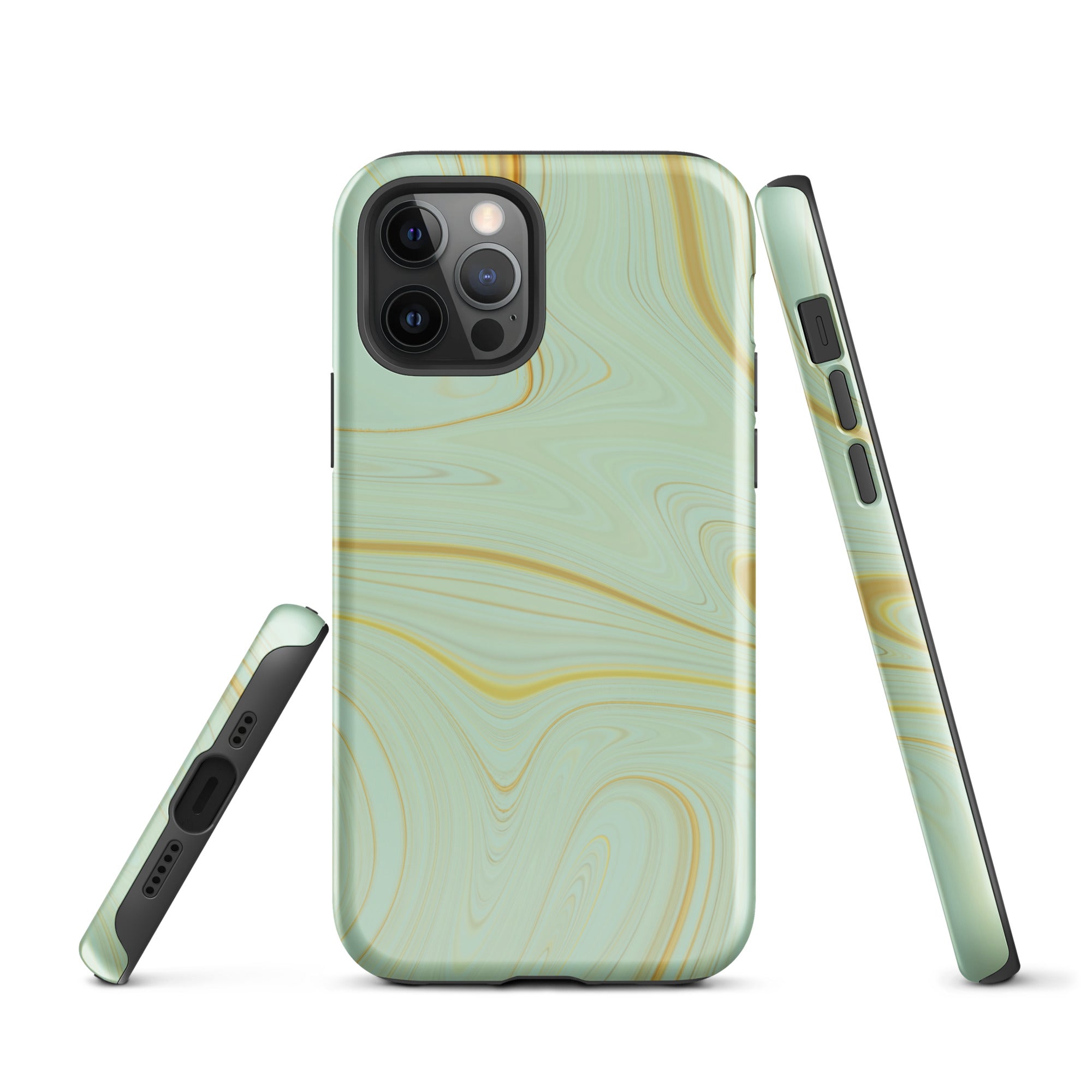 Tough Case for iPhone®- Liquid Gold Marble Green