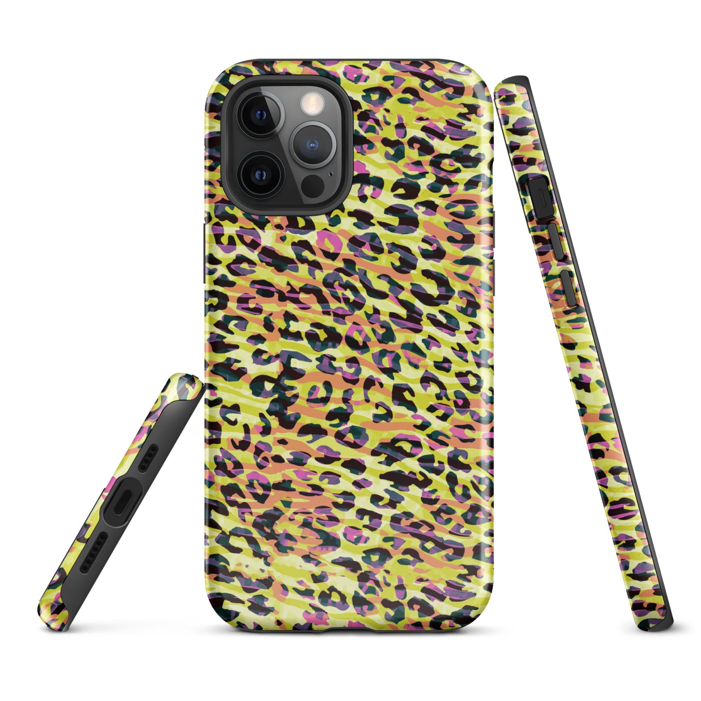 Tough Case for iPhone®- Zebra and Leopard Print Yellow with Orange