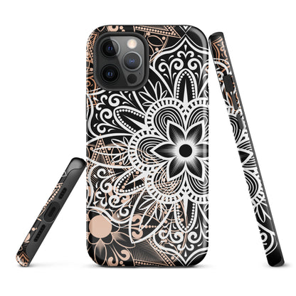 Tough Case for iPhone®- Brown and Black Mandala