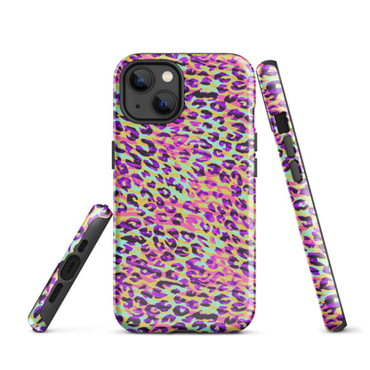 Tough Case for iPhone®- Zebra and Leopard Print Pink with Yellow