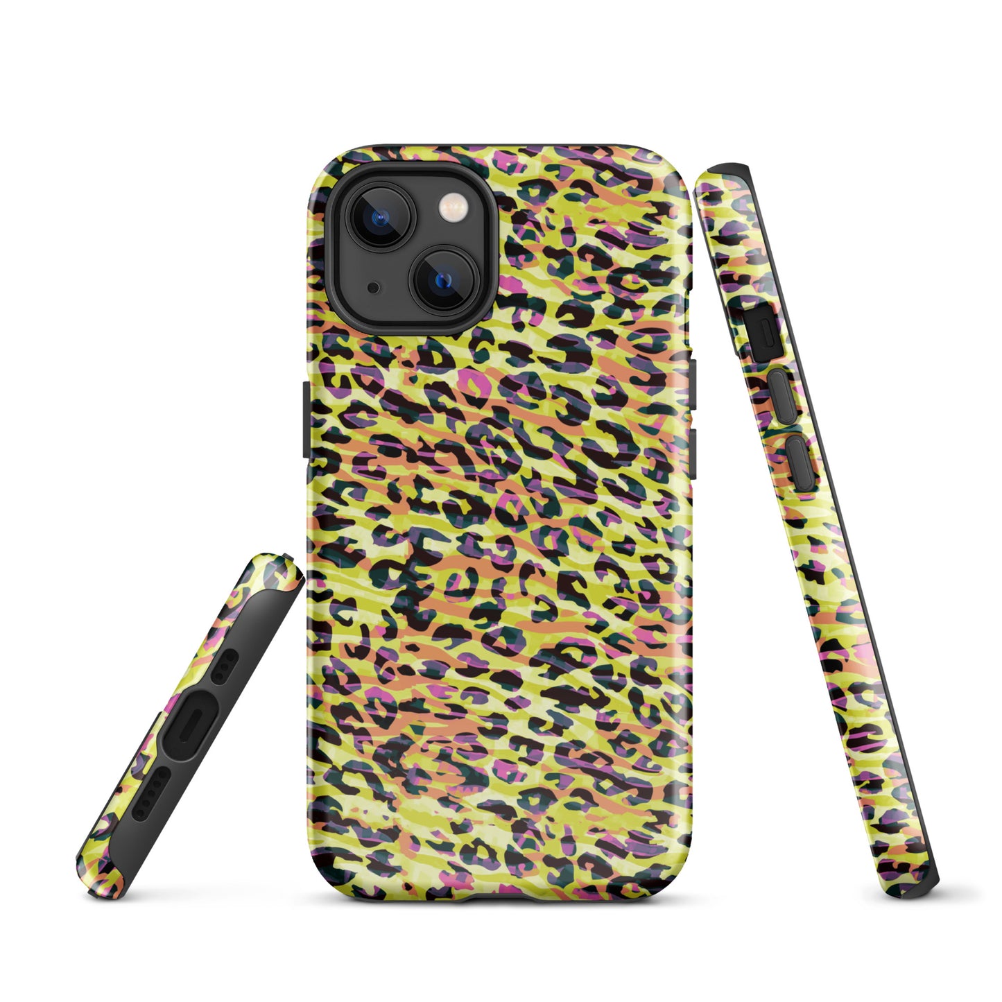 Tough Case for iPhone®- Zebra and Leopard Print Yellow with Orange