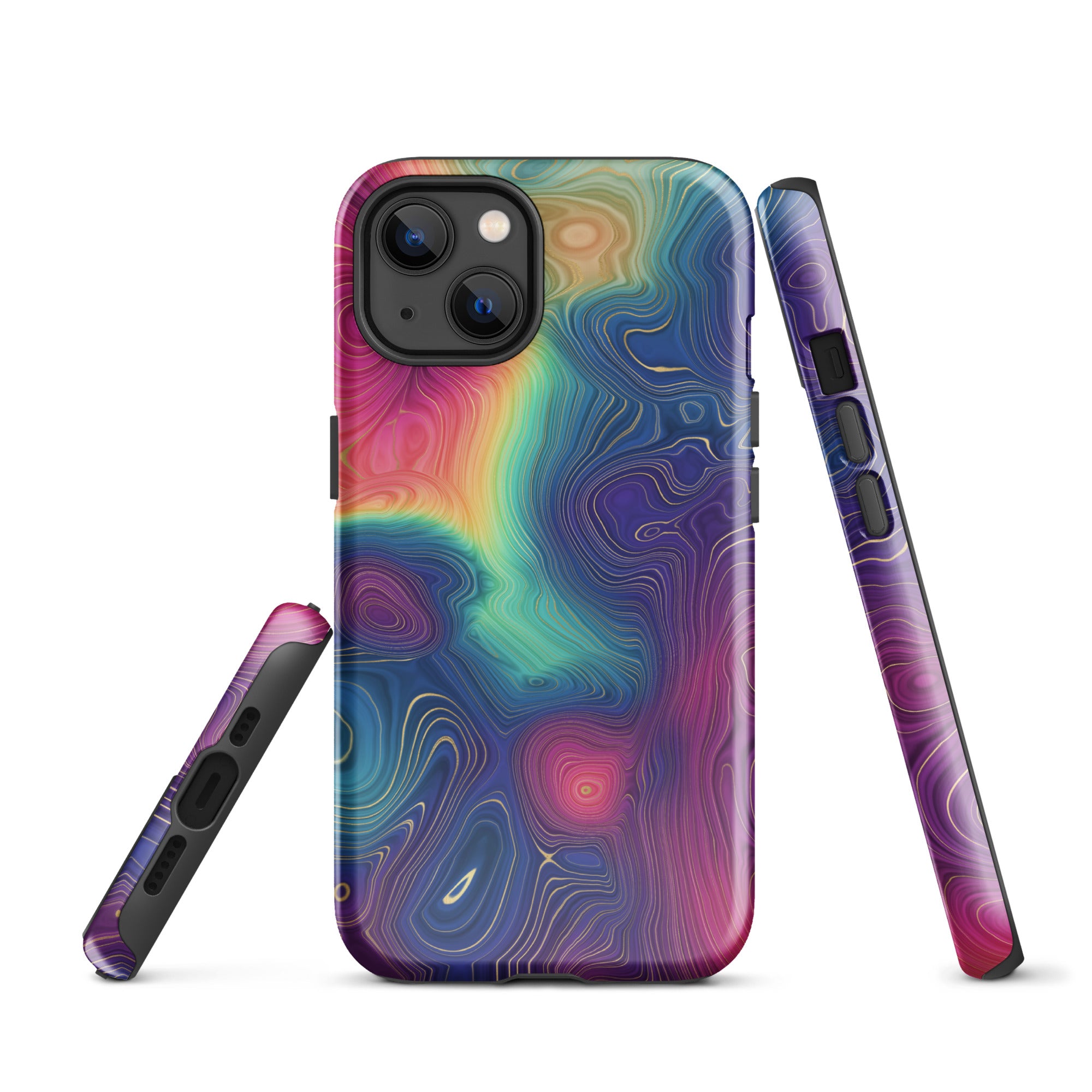 Tough Case for iPhone®- Rainbow Strata Pattern III