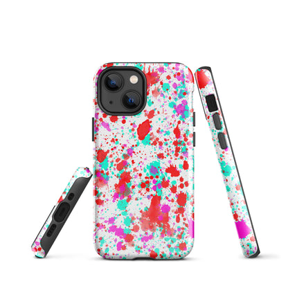 Tough Case for iPhone®- Paint Splatter Red with Cyan