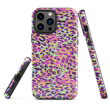 Tough Case for iPhone®- Zebra and Leopard Print Pink with Yellow