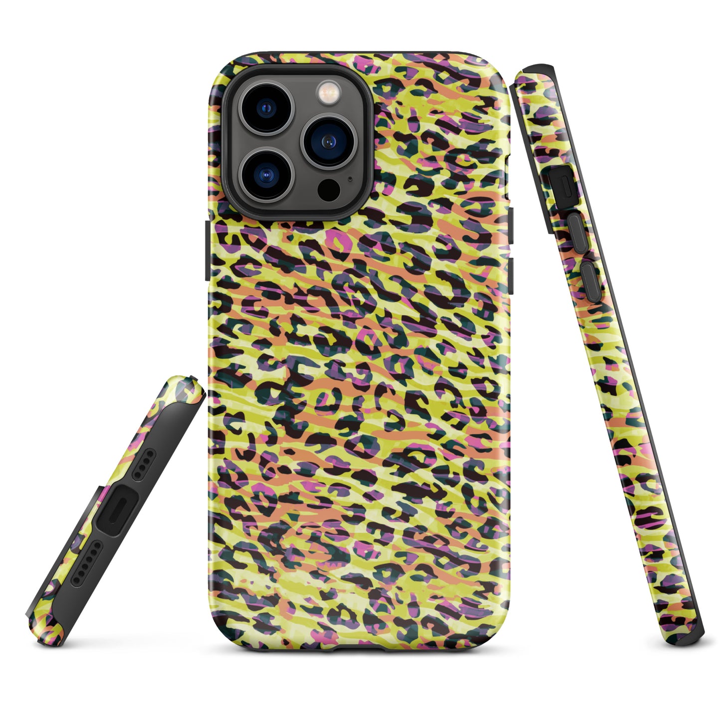 Tough Case for iPhone®- Zebra and Leopard Print Yellow with Orange