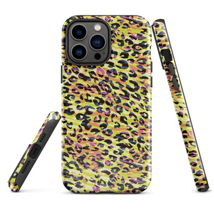 Tough Case for iPhone®- Zebra and Leopard Print Yellow with Orange