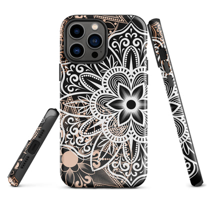 Tough Case for iPhone®- Brown and Black Mandala
