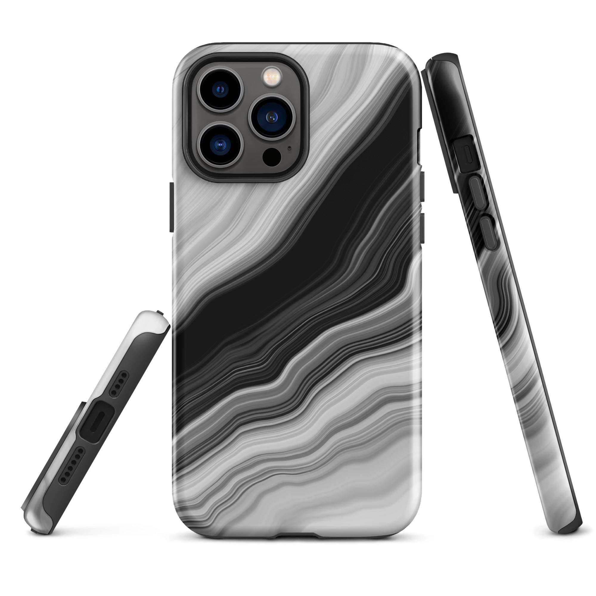 Tough Case for iPhone®- Liquid Marble Black