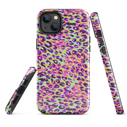 Tough Case for iPhone®- Zebra and Leopard Print Pink with Yellow