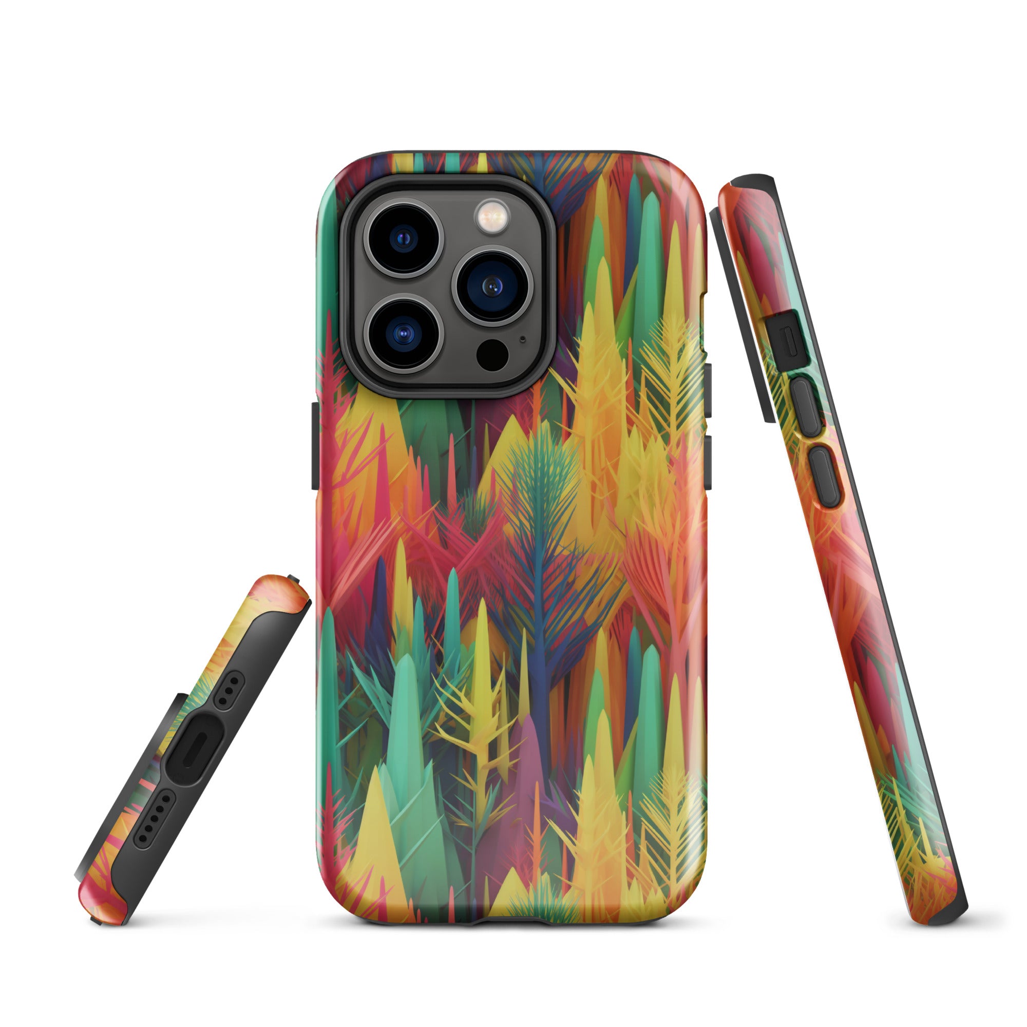 Tough Case for iPhone®- Rainbow Forest Pattern 01