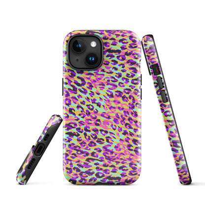 Tough Case for iPhone®- Zebra and Leopard Print Pink with Yellow